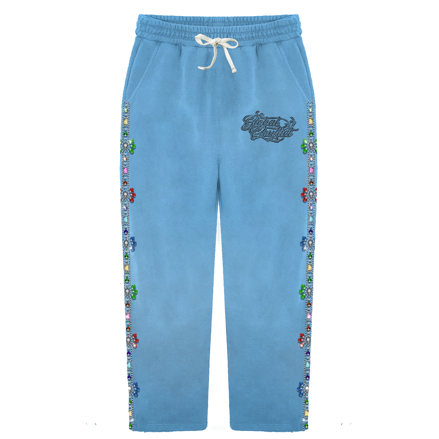 GLOBAL CONFLICT RHINESTONE 💎 SWEATPANTS