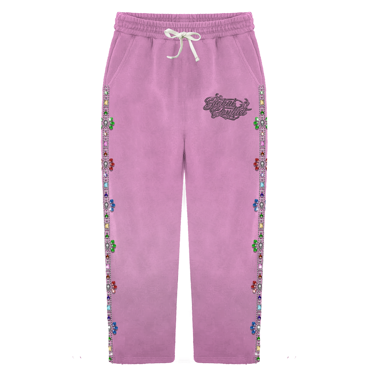GLOBAL CONFLICT RHINESTONE 💎 SWEATPANTS