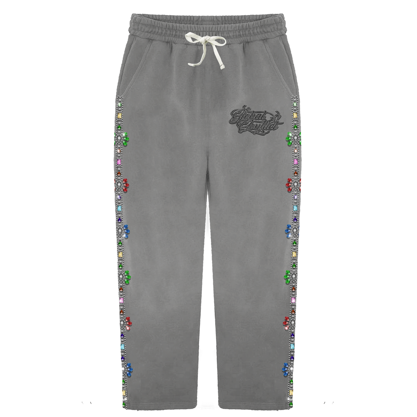 GLOBAL CONFLICT RHINESTONE 💎 SWEATPANTS
